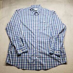 Duluth Long Sleeve Button Down Plaid Shirt 1 Pocket Blue Teal Pink Men Sz XLT
